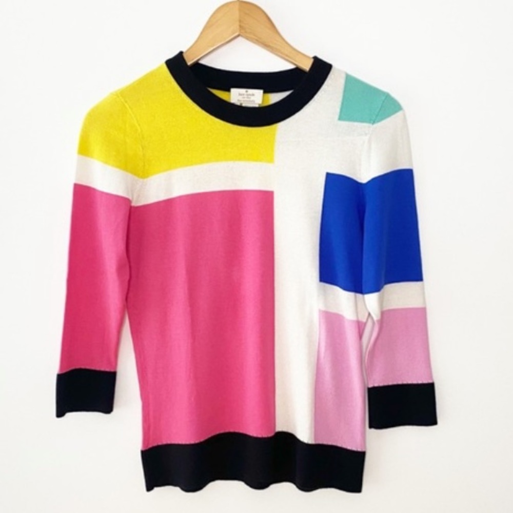 Kate Spade Rylee Colorblock Silk Cashmere Blend Sweater